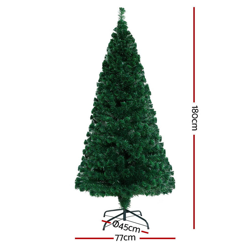Jingle Jollys Christmas Tree 1.8M 6FT LED Xmas Fibre Optic Multi Warm White - Sale Now