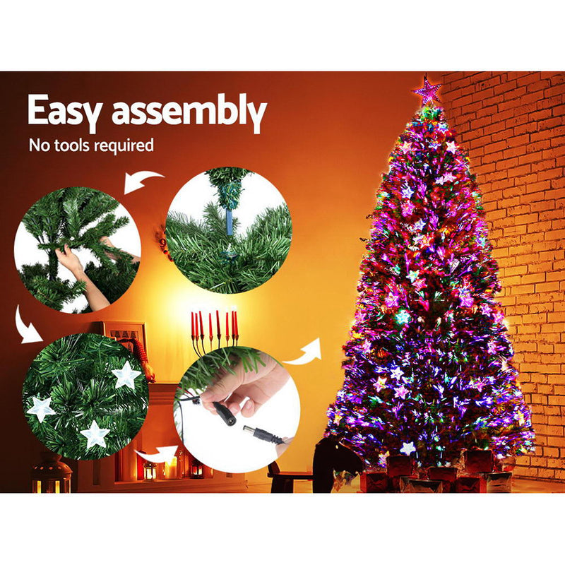 Jingle Jollys 2.1M 7FT LED Christmas Tree Xmas Optic Fiber Multi Colour Lights - Sale Now