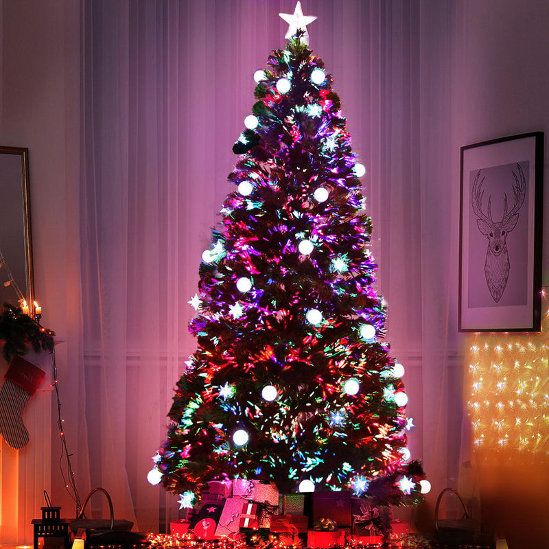 Jingle Jollys 2.1M 7FT LED Christmas Tree Optic Fiber Xmas Multi Colour Lights - Sale Now