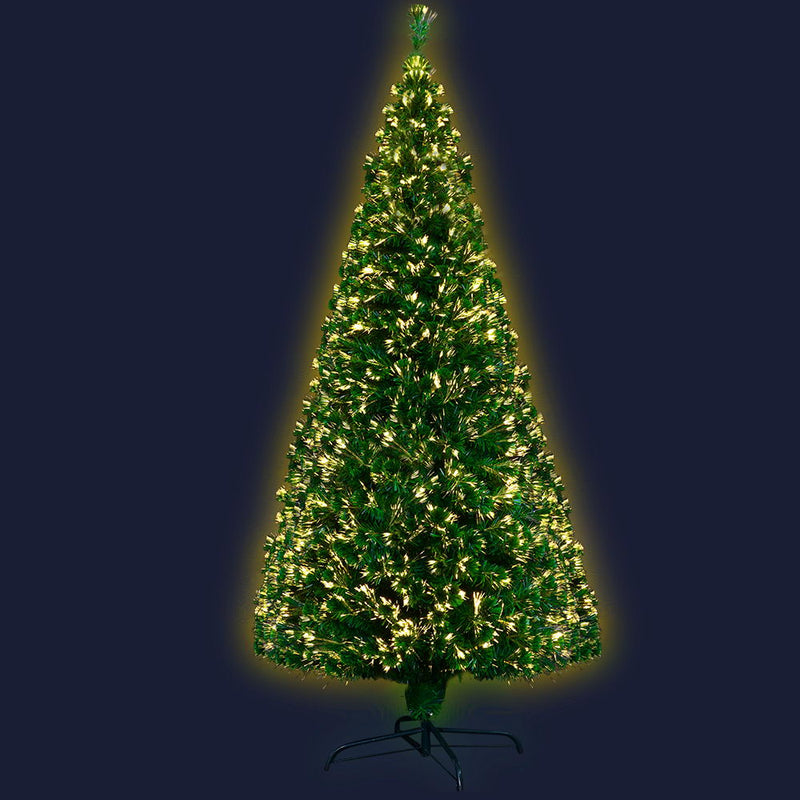 Jingle Jollys Christmas Tree 2.1M 7FT LED Xmas Fibre Optic Multi Warm White