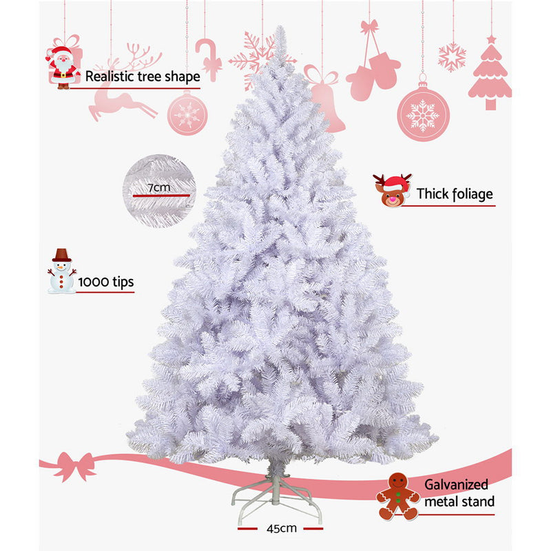 Jingle Jolly's White Christmas Tree Xmas Decorations Home Decor 2.1M 7FT - Sale Now