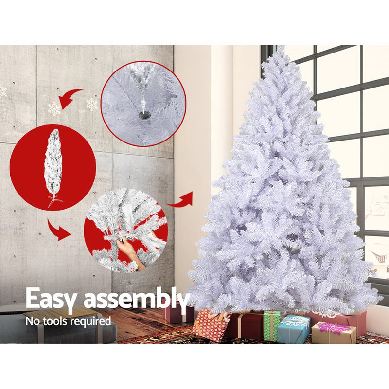 Jingle Jolly's White Christmas Tree Xmas Decorations Home Decor 2.1M 7FT - Sale Now