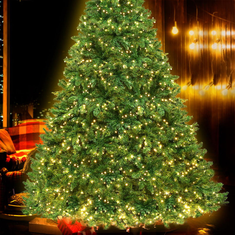 Jingle Jollys 2.4M 8FT Christmas Tree 1488 LED Lights 1488 Tips Warm White Green - Sale Now