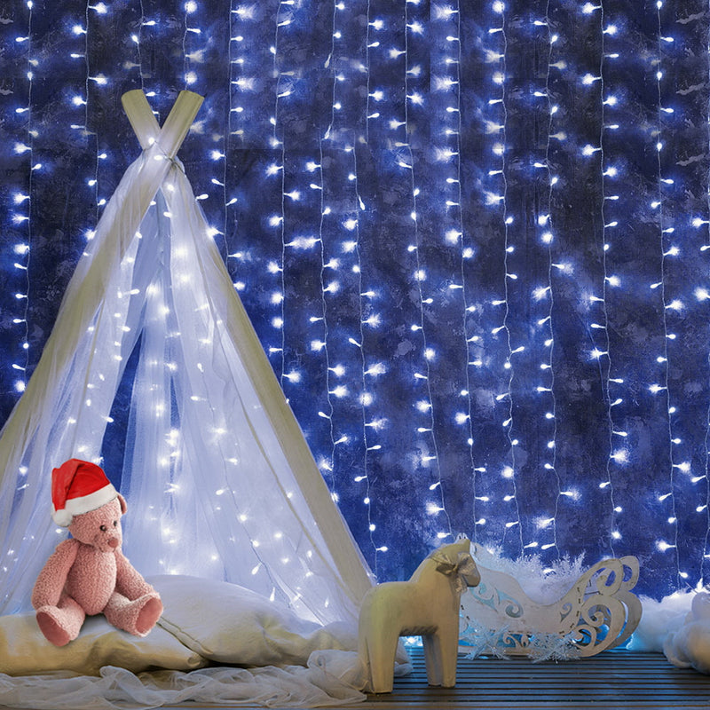 Jingle Jollys 6X3M Christmas Curtain Fairy Lights String 600LED Party Wedding CW - Sale Now