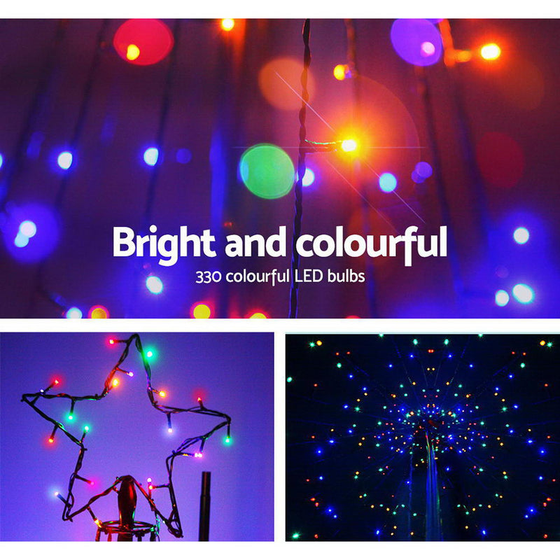 Jingle Jollys 3M LED Christmas Tree Lights 330 LED Xmas Multi Colour Optic Fiber - Sale Now