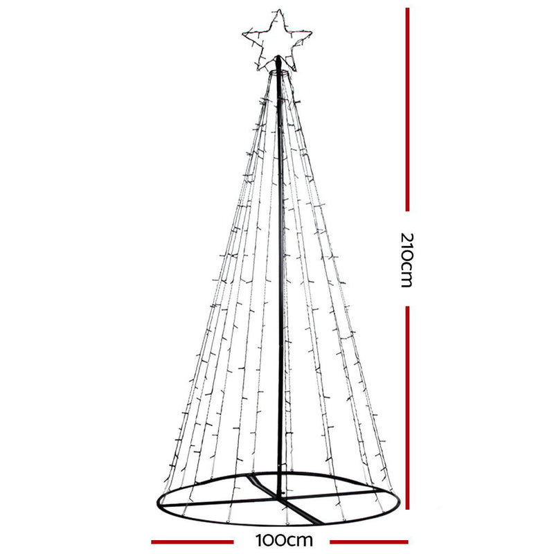 Jingle Jollys 2.1M LED Christmas Tree Lights Solar Xmas Multi Colour Optic Fiber - Sale Now