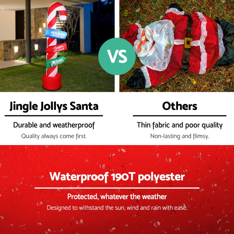 Jingle Jollys 2.4M Christmas Inflatable Santa Guide Candy Pole Xmas Decor LED - Sale Now