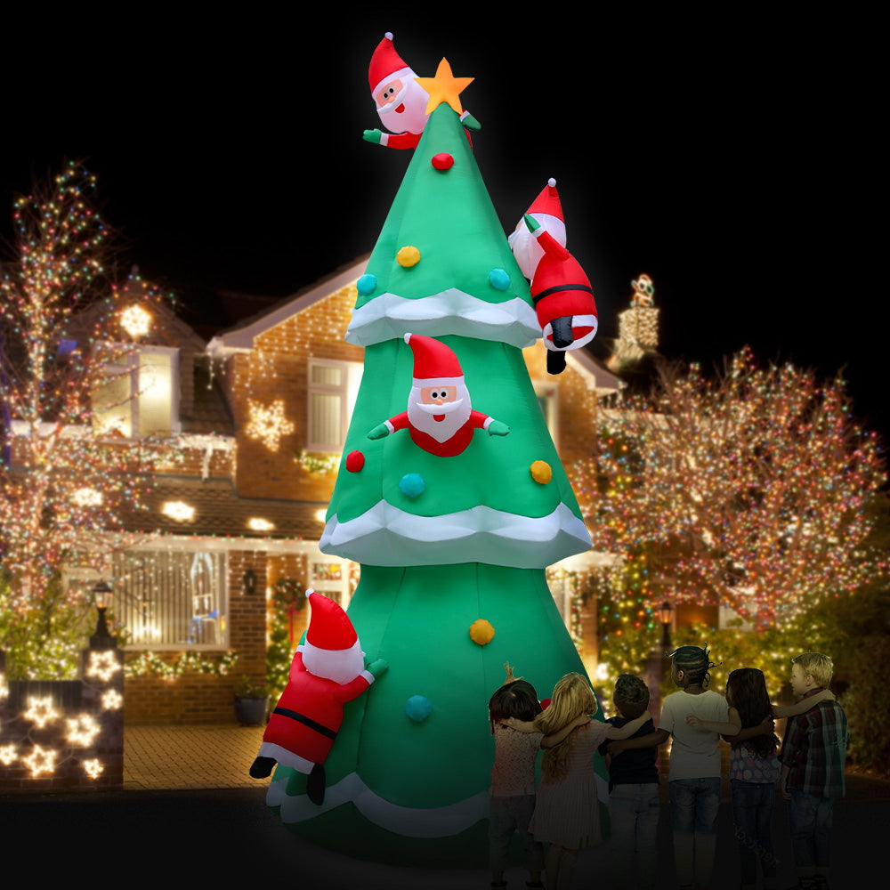 Jingle Jollys 5M Christmas Inflatable Santa on Christmas Tree Xmas Dec ...