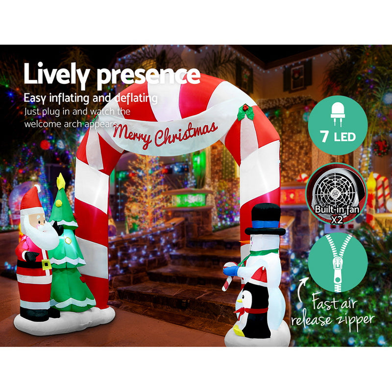 Jingle Jollys 3M Christmas Inflatable Archway with Santa Xmas Decor LED - Sale Now