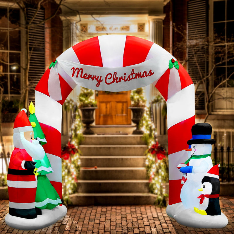 Jingle Jollys 3M Christmas Inflatable Archway with Santa Xmas Decor LED - Sale Now