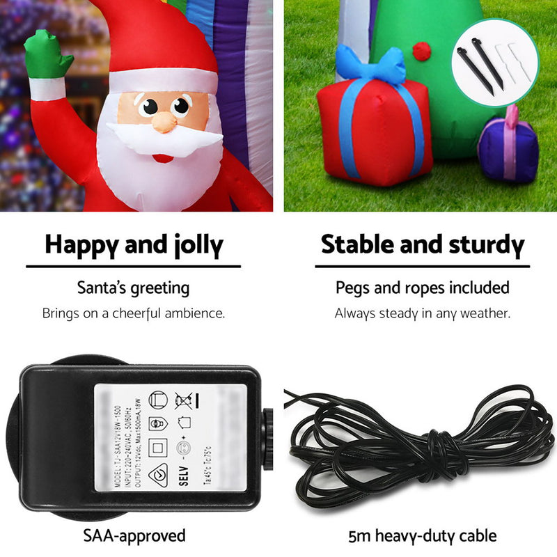 Jingle Jollys Inflatable Christmas Rainbow Archway Santa 3M Outdoor Decorations - Sale Now