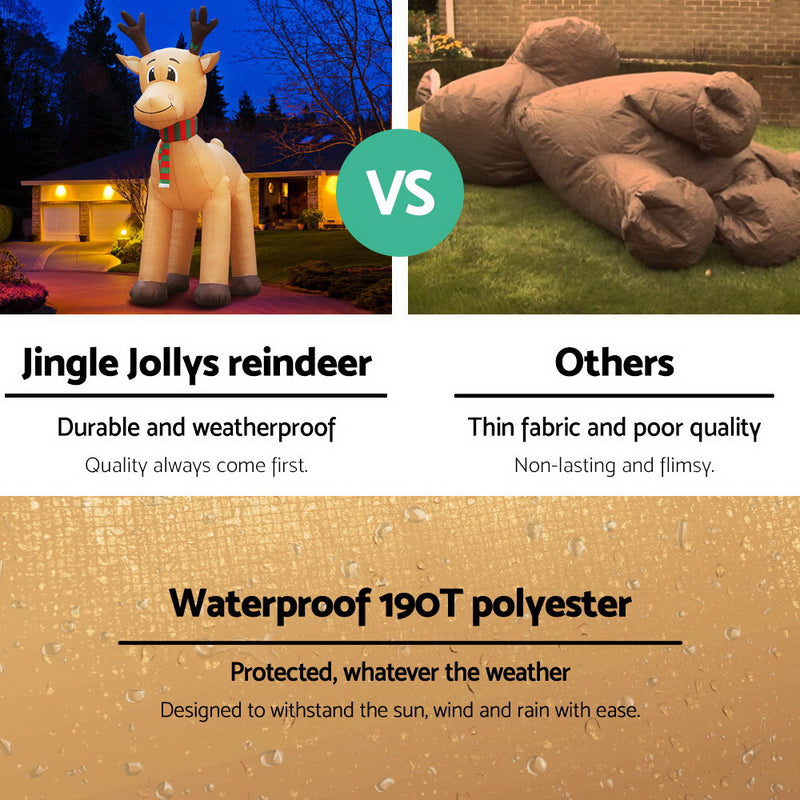 Jingle Jollys 5M Christmas Inflatable Reindeer Giant Deer Air-Power Light Inside - Sale Now