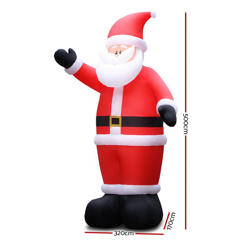 Jingle Jollys 5M Christmas Inflatable Santa Decorations Outdoor Air-Power Light - Sale Now