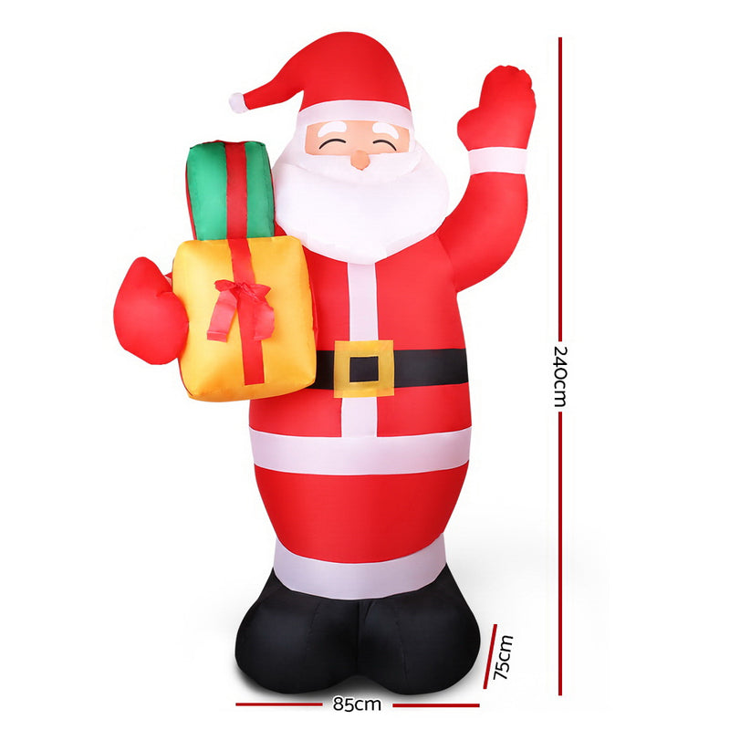 Jingle Jollys 2.4M Christmas Inflatables Santa Xmas Light Decor LED Airpower - Sale Now