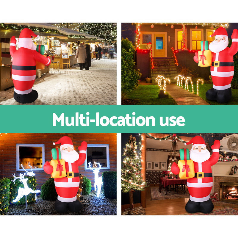 Jingle Jollys 2.4M Christmas Inflatables Santa Xmas Light Decor LED Airpower - Sale Now