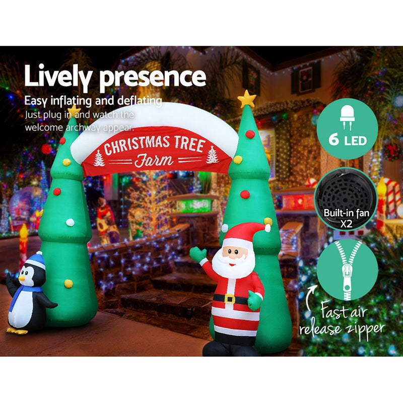 Jingle Jollys Inflatable Christmas Tree Archway Santa 3M Xmas Outdoor Decoration - Sale Now