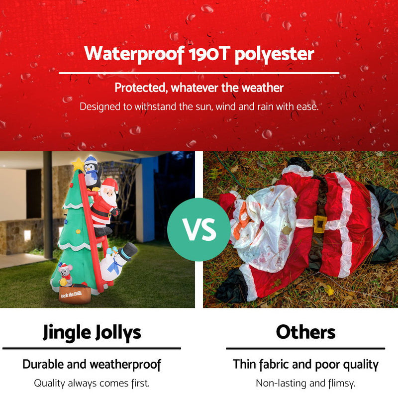 Jingle Jollys Inflatable Christmas Tree Santa 1.8M Decorations Outdoor LED Light - Sale Now