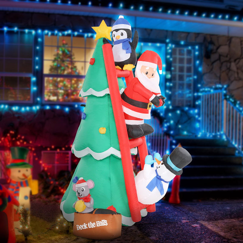 Jingle Jollys Inflatable Christmas Tree Santa 1.8M Decorations Outdoor LED Light - Sale Now