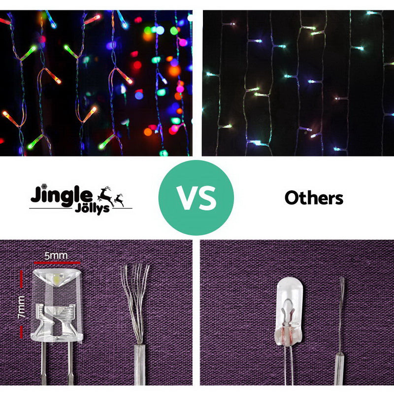 Jingle Jollys 500 LED Christmas Icicle Lights 20M Outdoor Fairy String Party Wedding Multicolour - Sale Now