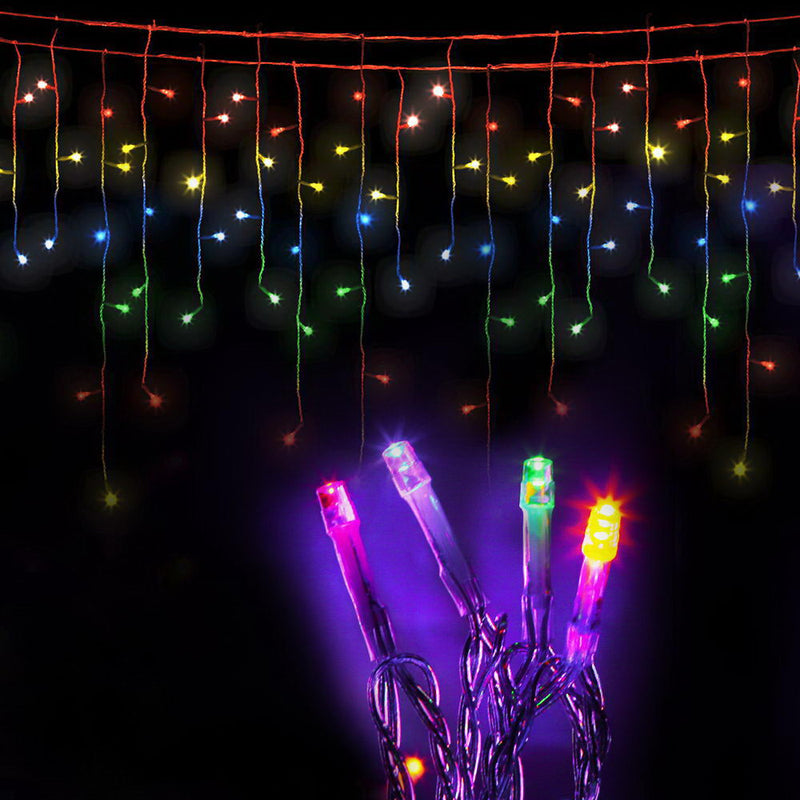 Jingle Jollys 500 LED Solar Powered Christmas Icicle Lights 20M Outdoor Fairy String Party Multicolour - Sale Now