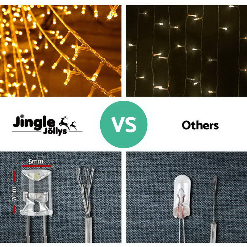 Jingle Jollys 800 LED Christmas Icicle Lights Warm White - Sale Now