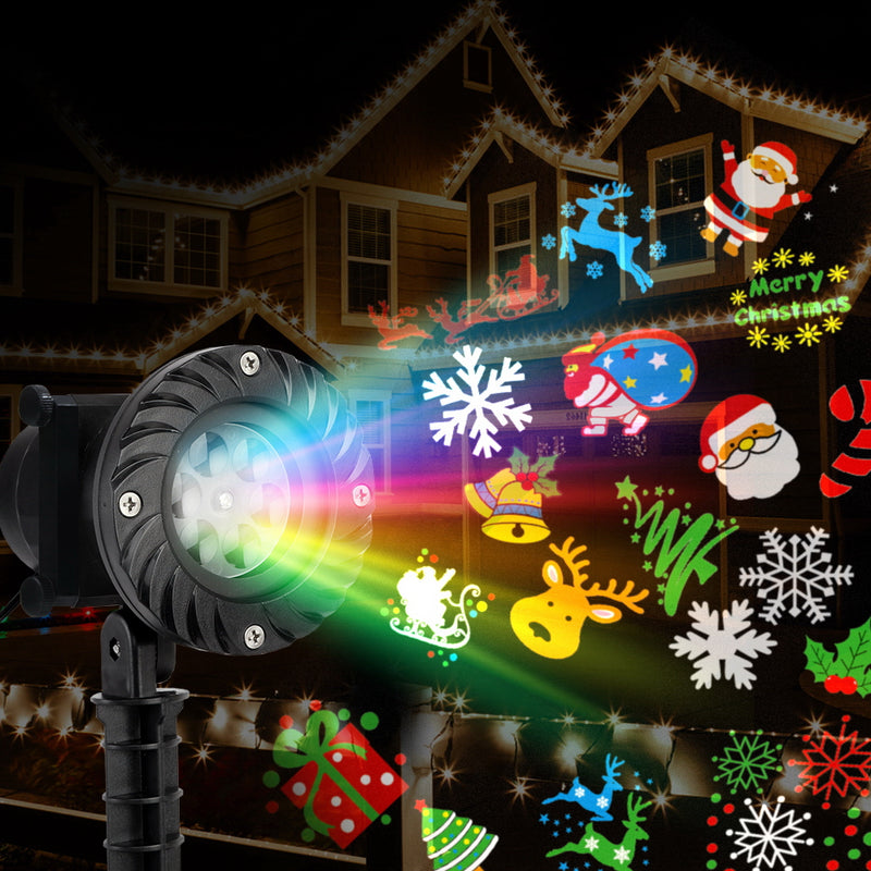 Jingle Jollys Pattern LED Laser Landscape Projector Light Lamp Christmas Party - Sale Now