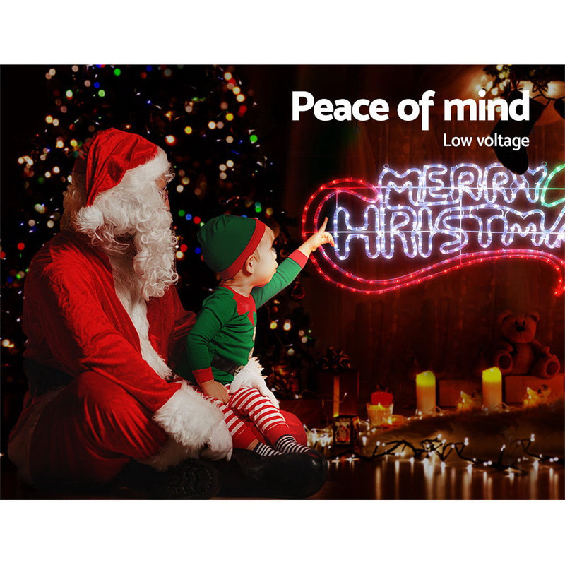 Jingle Jollys Christmas Motif Lights LED Rope Merry Xmas Waterproof Colourful - Sale Now