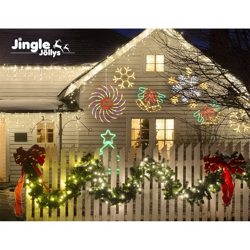 Jingle Jollys Christmas Motif Lights LED Spinner Light Waterproof Colourful - Sale Now