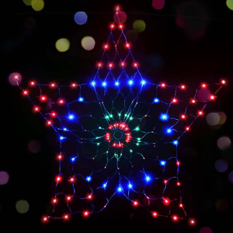 Jingle Jollys Christmas Lights Motif LED Star Net Waterproof Outdoor Colourful - Sale Now