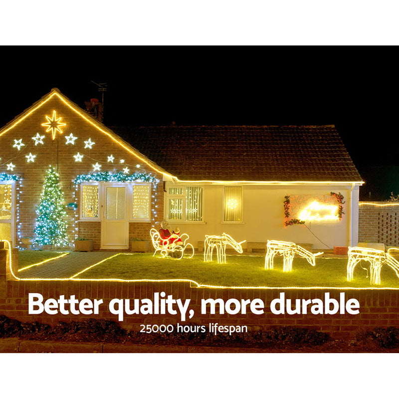 Jingle Jollys 50M Christmas Rope Lights 1200 LED Warm White - Sale Now