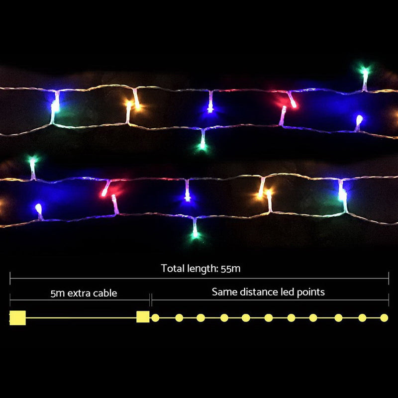 Jingle Jollys 50M Christmas String Lights 500LED Multi Colour - Sale Now