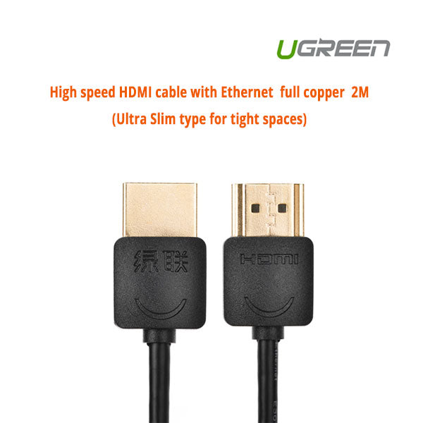 UGREEN High speed with Ethernet full copper Ultra Slim HDMI cable 2M (11199)