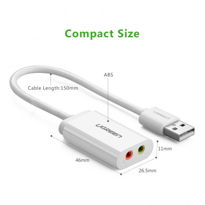 UGREEN USB 2.0 External 3.5mm Sound Card Adapter (30143) - Sale Now