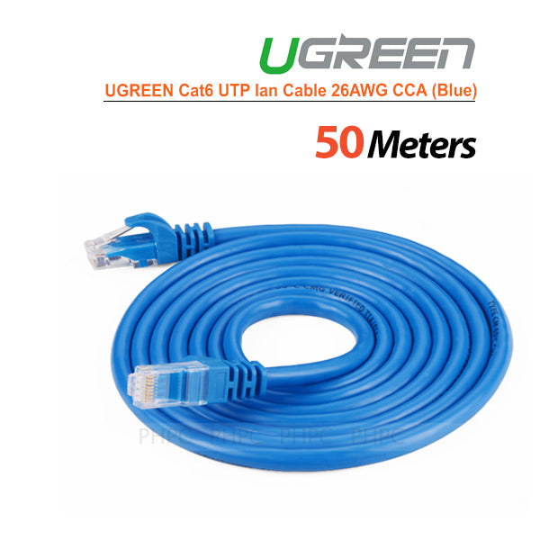 UGREEN Cat6 UTP lan cable blue color 26AWG CCA 50M (11226)