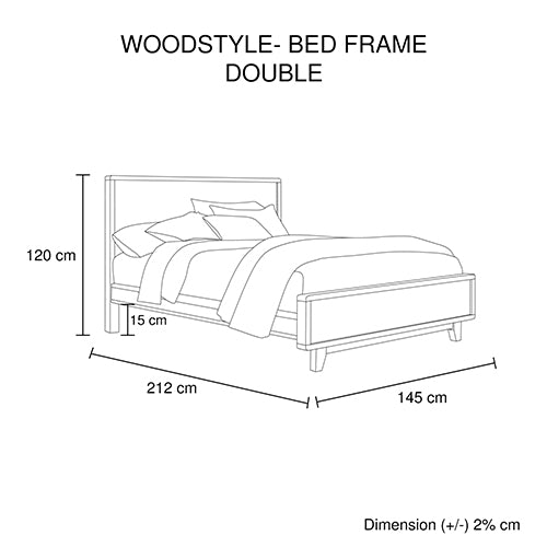 5 Pieces Bedroom Suite Double Size in Solid Wood Antique Design Light Brown Bed, Bedside Table , Tallboy & Dresser