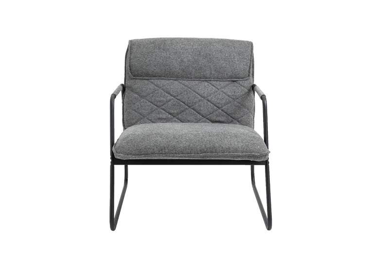 Grey Linen Upholstered Armchair Lounge Chair with Sled Base - Sale Now