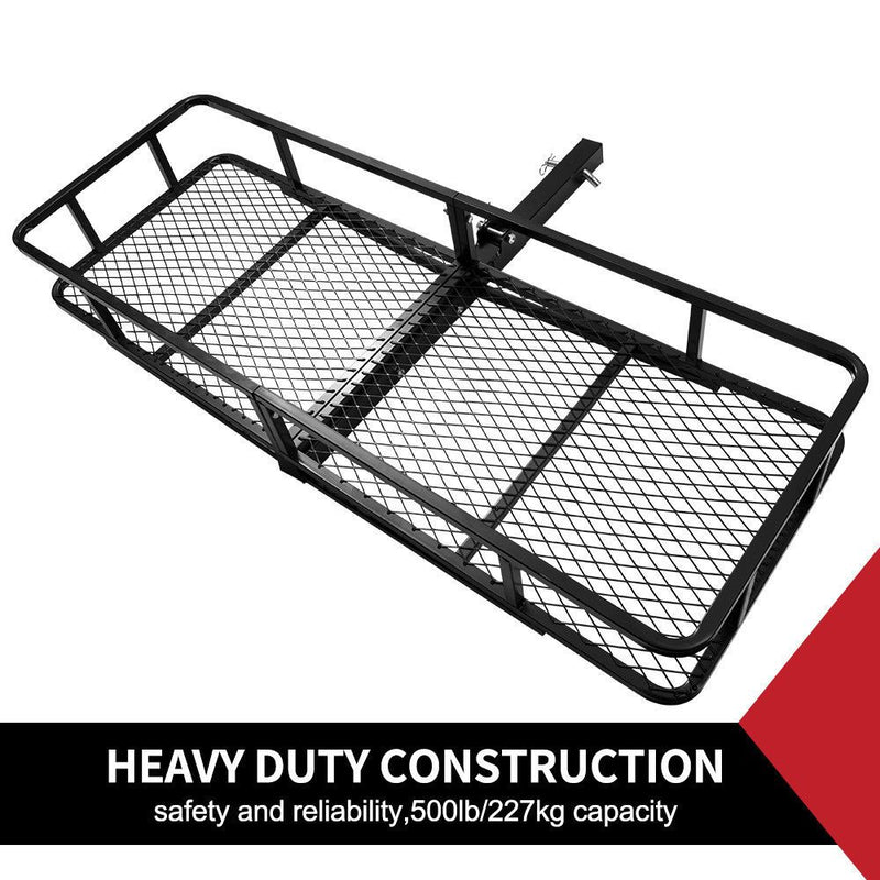 Cargo Carrier Luggage Basket Car Rack Foldable Hitch Mount Steel Mesh 4WD - Sale Now