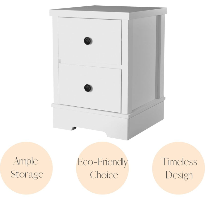 Margaux White Coastal Style Bedside Table - Sale Now