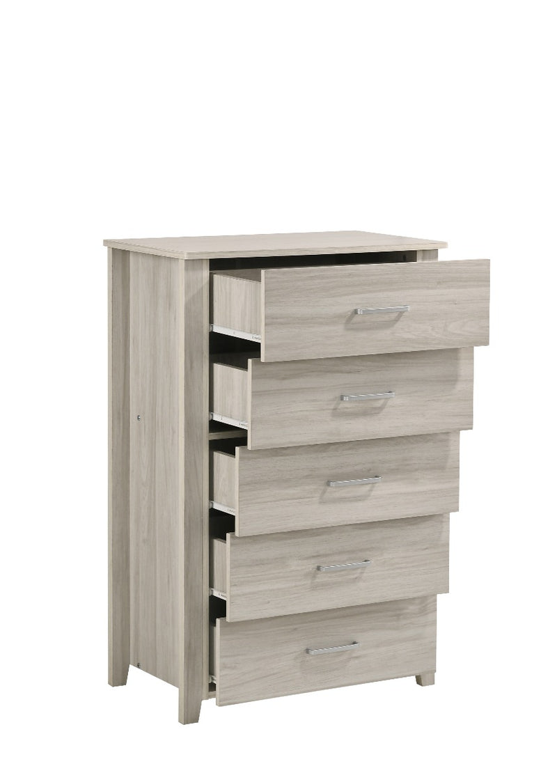 5 Chest Of Drawers Tallboy In White Oak - Sale Now