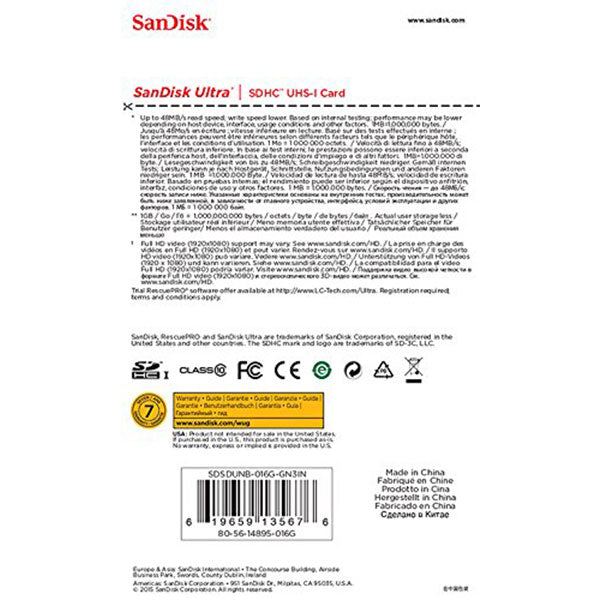 SANDISK 32GB SDHC CLASS 10 ULTRA 48MB/s  SDSDUNB-032G - Sale Now