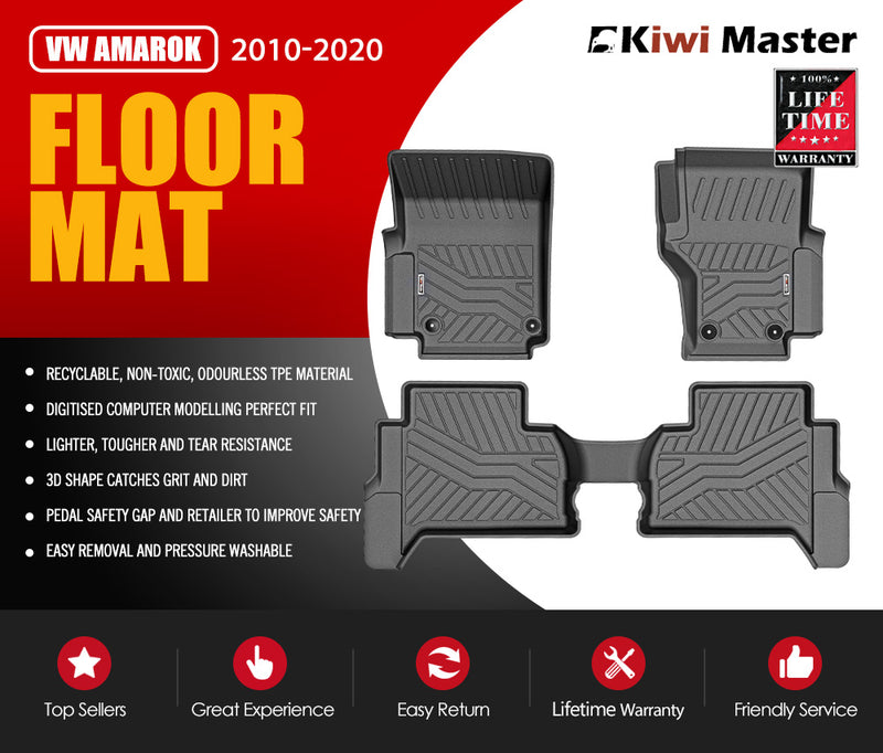 KIWI MASTER 3D TPE Floor Mats Liner fit VW Amarok 2010 - 2020 - Sale Now