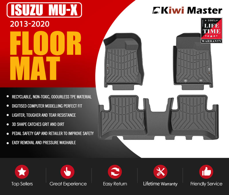 KIWI MASTER 3D TPE Floor Mats Liner for Isuzu MU-X MUX 2013-2020 - Sale Now