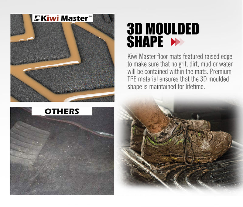 KIWI MASTER 3D TPE Floor Mat for Ford Ranger Wildtrak Raptor 2011-2019 PX PX2 - Sale Now