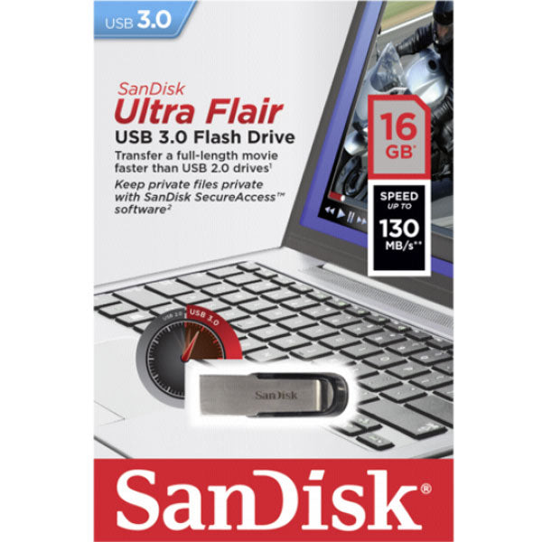 SANDISK 16GB CZ73 ULTRA FLAIR USB 3.0 FLASH DRIVE upto 150MB/s - Sale Now