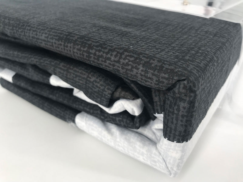 Queen Size 3pcs Black White Striped Quilt Cover Set - Sale Now