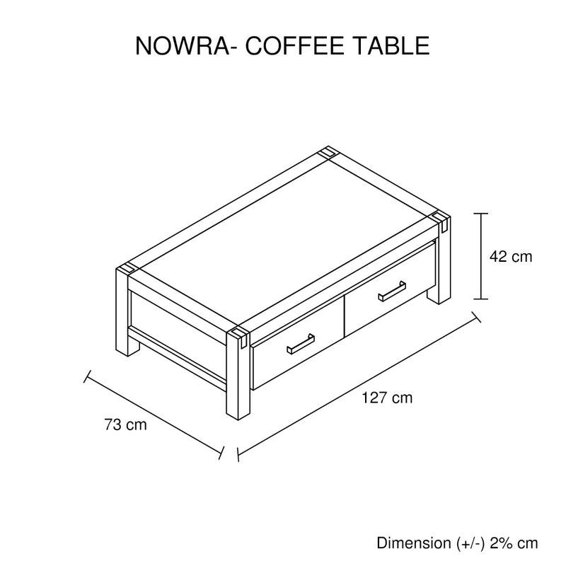 NOWRA 2 Drawer Coffee Table - Sale Now
