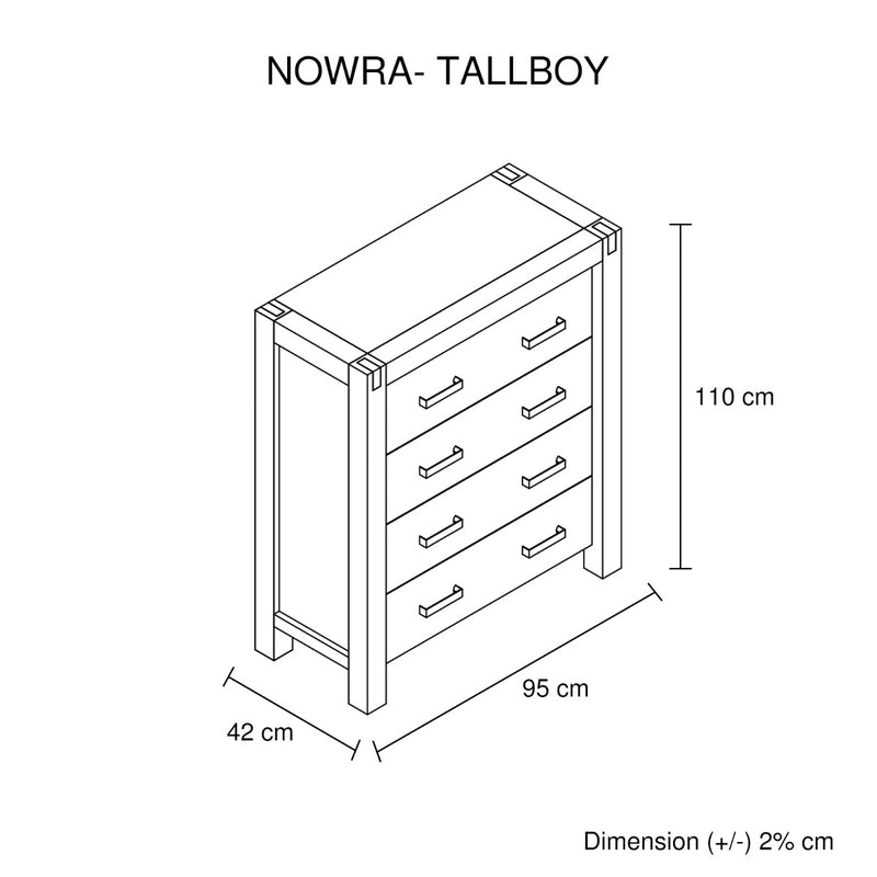 Nowra 4 Drawer Tallboy - Sale Now