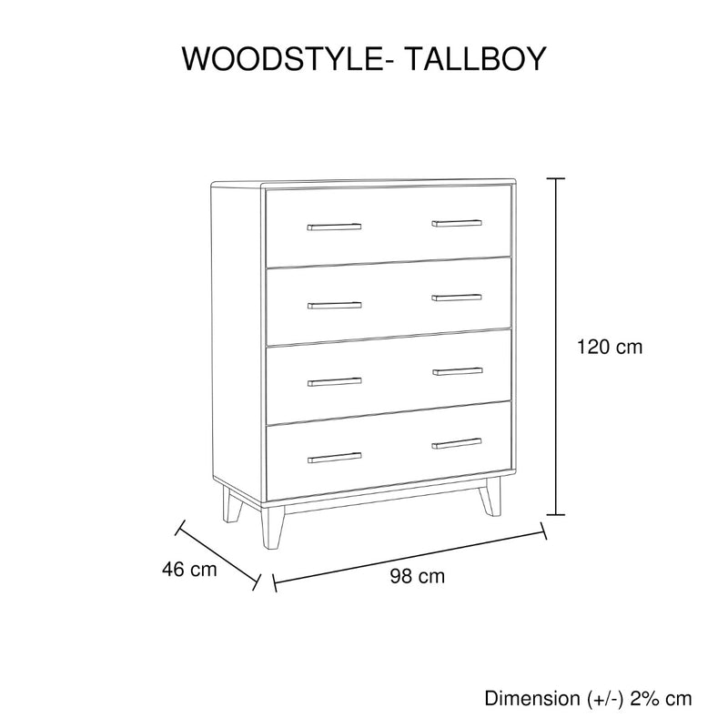 Woodstyle 4- drawer Tallboy - Sale Now