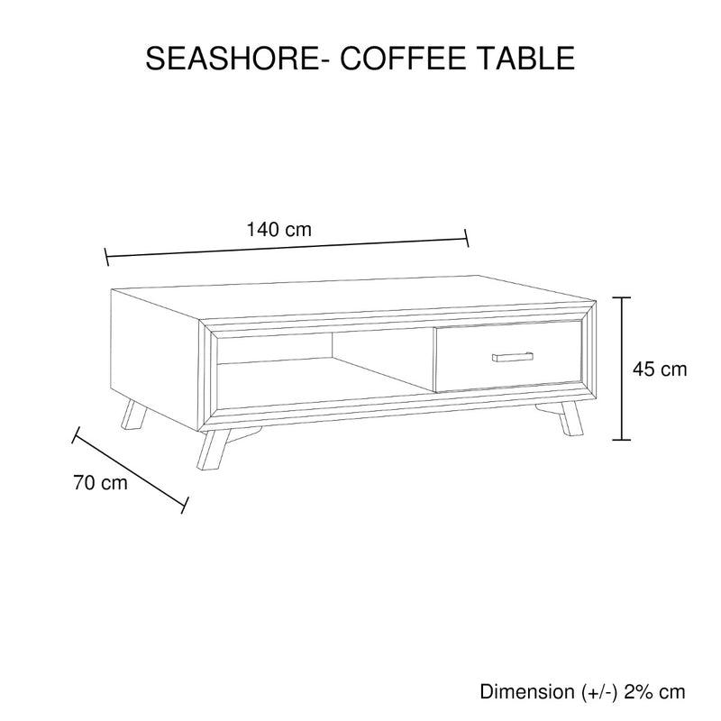 Seashore Coffee Table 2 Drawers - Sale Now