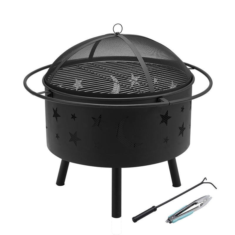 30" 2-in-1 Fire Pit BBQ Grill Outdoor Fireplace Brazier Patio Heater Camping